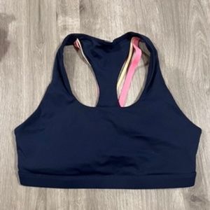 Fabletics Kessler Medium Impact Sports Bra II Deep Navy/Multi Medium